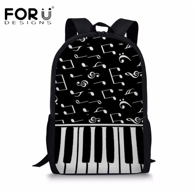 FORUDESIGNS hommes sac à dos Piano clavier avec Note de musique motif école sac à dos pour adolescents garçons filles 2 pièces/ensemble sacs à crayons: HK2025C