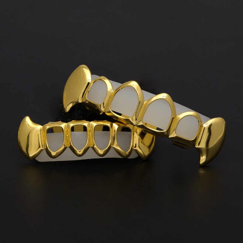 1 stk hip hop tænder sæt sølv guld tand top bund caps punk falsk dental grill til kvinder mænd krop smykker cosplay fest