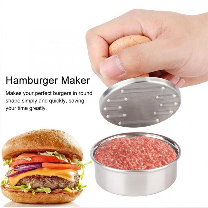 Kapmore 1pc hamburger patty maker rustfrit stål mini burger presse kødpresse kød værktøj tilbehør til køkken
