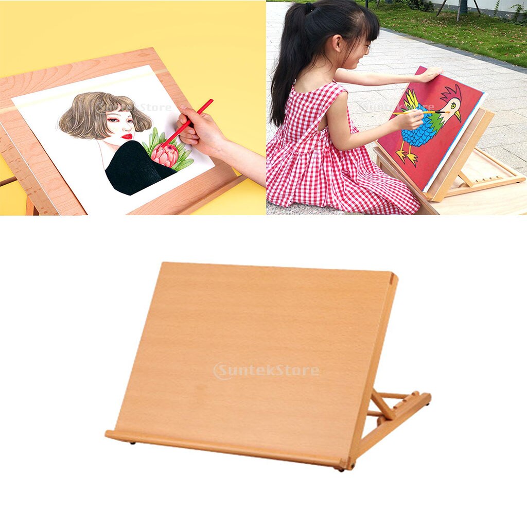 Caballete de madera ajustable para dibujo artístico, tablero portátil para lienzo, pintura, dibujo, soporte para libros