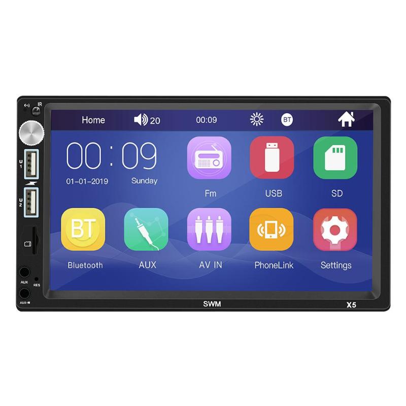 SWM X5 2 DIN 7 pulgadas Bluetooth AUX RCA coche estéreo MP4 MP5 música reproductor de vídeo FM Radio receptor unidad principal coche reproductor Multimedia: Without Camera