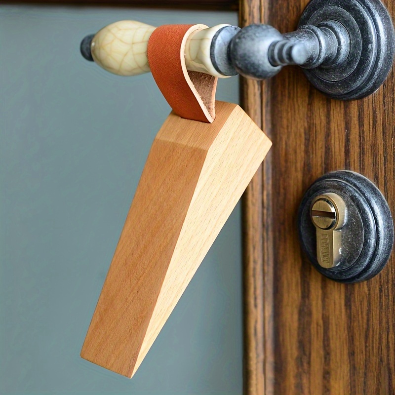 1pc Reinforced Wooden Door Stopper with Anti-Slip Bottom Blade, Under-Door Installation, for Home or Office Use