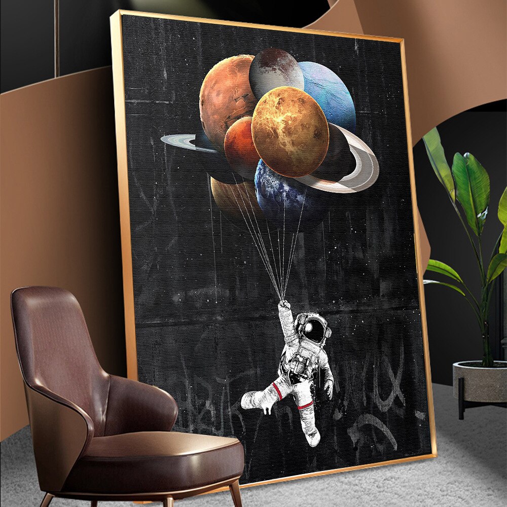 Cartoon Ruimte Astronaut Universe Planeet Exploratie Poster Home Decor Schilderen Wall Art Foto Kraftpapier Poster Muursticker