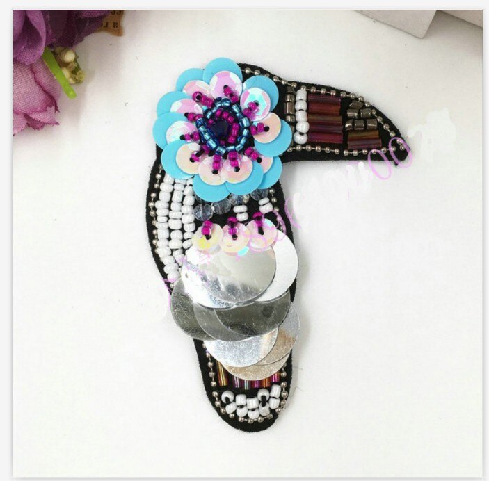 Vogel papegaai pailletten strass kralen broche patches applicatie naaien op kralen qpplique kleding schoenen tassen decoratie patch diy: 01