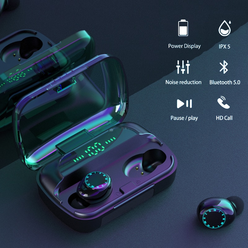 Tws Bluetooth 5.0 Koptelefoon Opladen Doos 9D Stereo Sport Waterdichte Oordopjes Headsets Met Microfoon Oordopjes Oordopjes