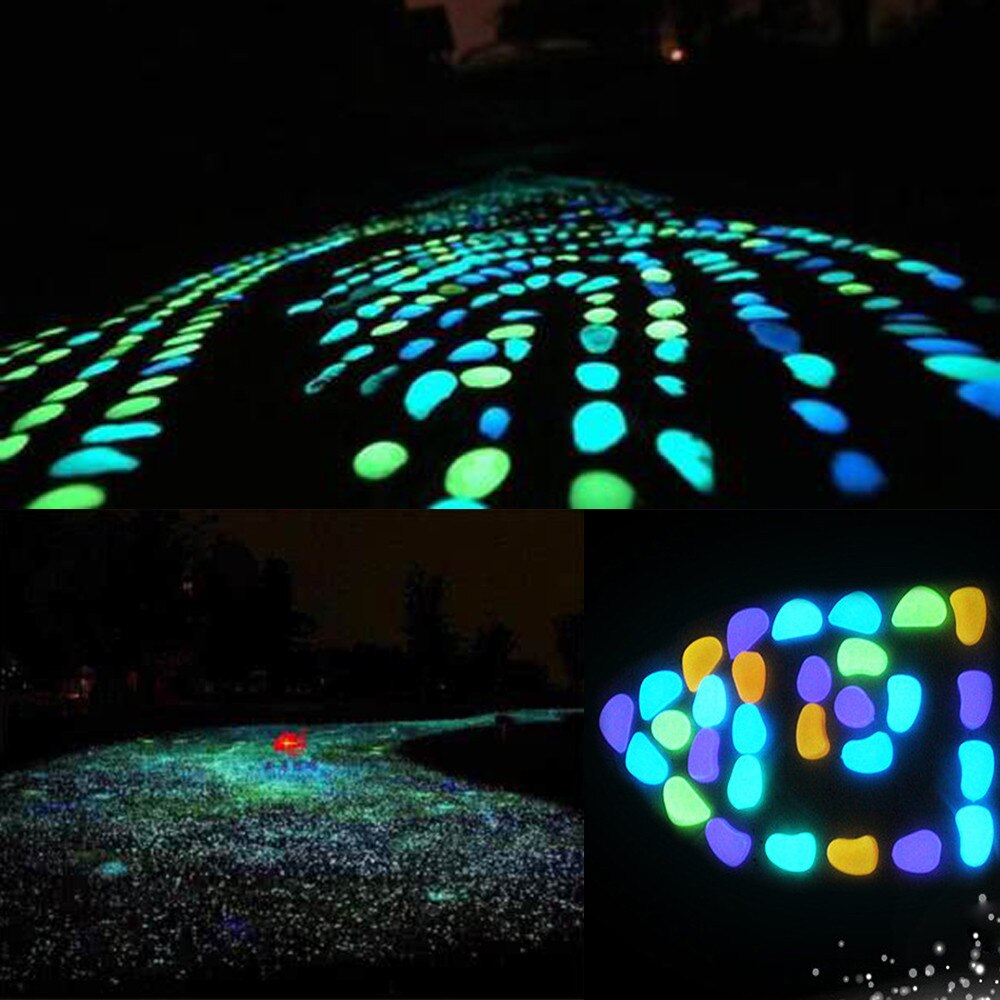 50pcs Glow in the Dark Garden Pebbles Glow Stones Rocks for Walkways Garden Path Patio Lawn Garden Yard Decor Luminous Stones