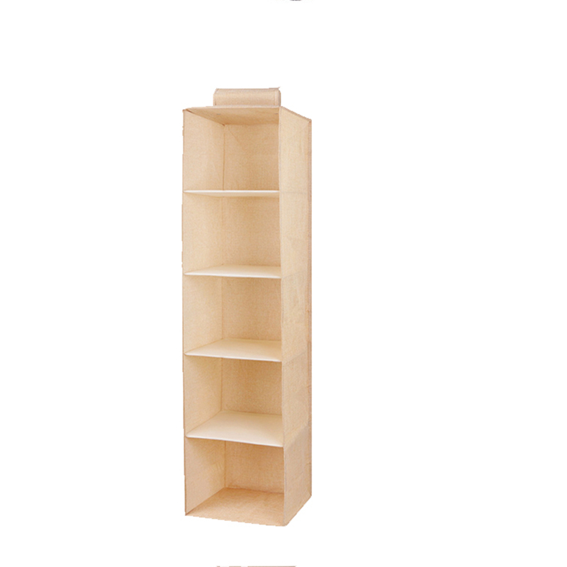 Household Clothes Hanging Drawer Box Underwear Finish Storage Closet Storage Rack Shelf Box Storage: Beige five layers
