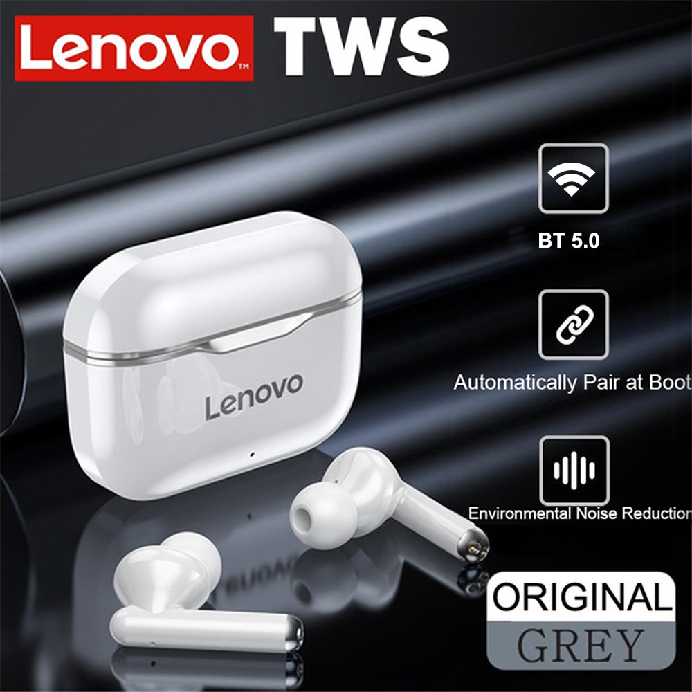 Lenovo LP1 TWS Wireless Earbuds BT5.0 True Wireless Headphones Dual Stereo Noise Reduction Bass Sport Headset with Mic 300mAh