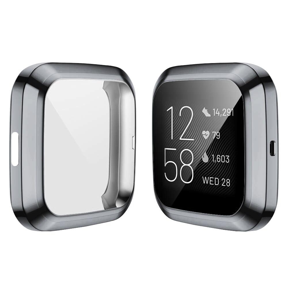 Protector de pantalla para Fitbit Versa1 Versa 2 versa lite todo-Alrededor Ultra delgado suave TPU funda para reloj Protector de parachoques: Gris / For Versa