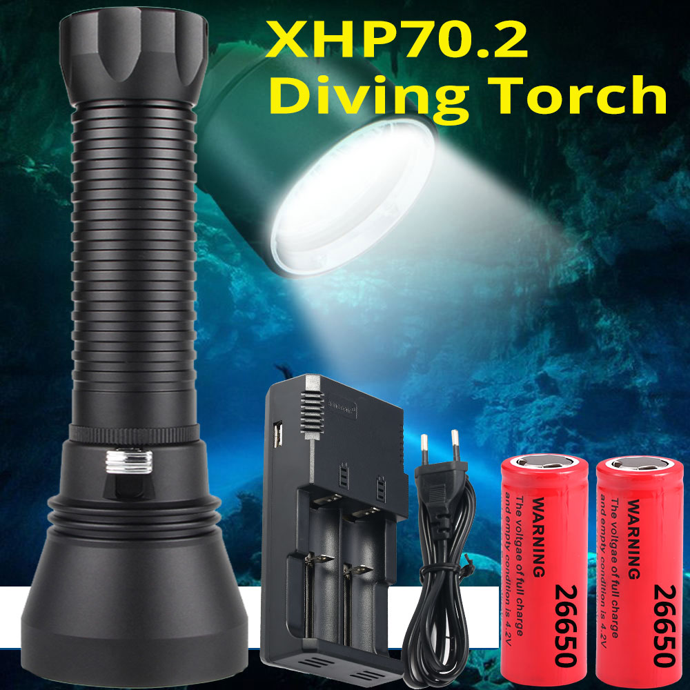Brightest XHP70.2 Most Powerful LED Scuba Diving Flashlight 200m Underwater Torch XHP50 IPX8 Waterproof XHP70 dive Lamp lanterna