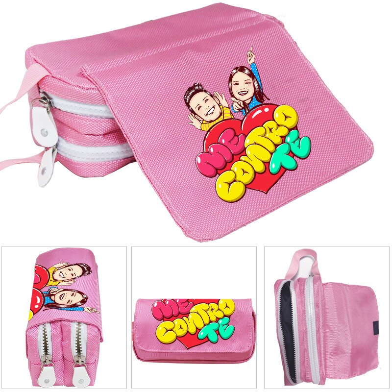 Lady Cosmetic Bag Girls Big Pencil Pouch Me Contro Te Pencil Case Oxford Cloth Double-layer Pencil Bag for School Student Boys: pink 5