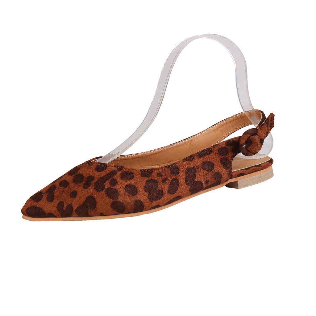 Vogue Women Ladies Solid Leopard Pointed Toe Buckle Slingbacks Causal Single Shoe Gladiator Roman Flat Shoes Outside Pop May 17