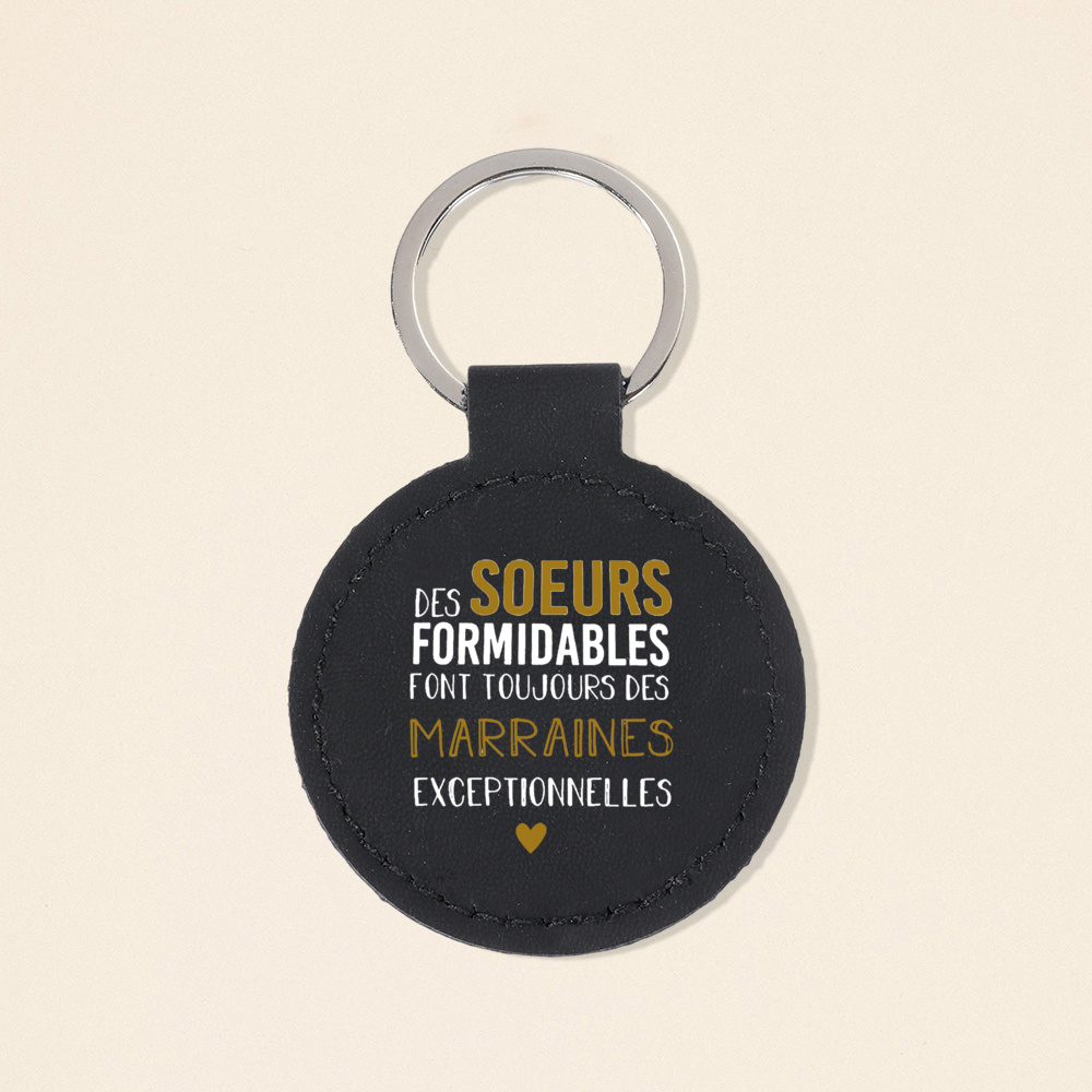 Ville du være min gudmor og gudfar nøglering vedhæng spørg marraine parrain anmodning læder kayring: Brun