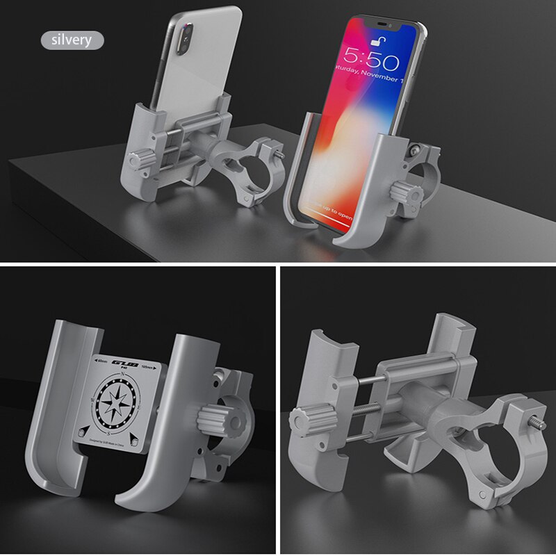 Gub P40 Aluminium Fiets Mobiele Telefoon Houder Fiets Motorfiets Elektrische Voertuig Stuur Bracke Outdoor Fietsen Accessoires: YJ-GUB P40-Silvery