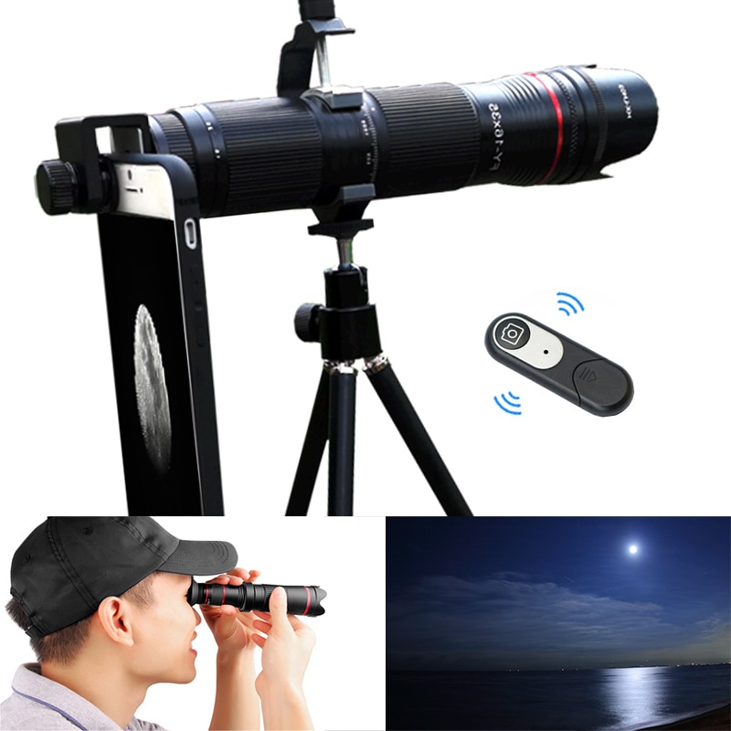 4K Hd 3-Sectie Verstelbare 16X - 35X Zoom Tele Optische Telefoon Camera Lens Voor Smartphones Lente Monoculaire telescoop Lenzen