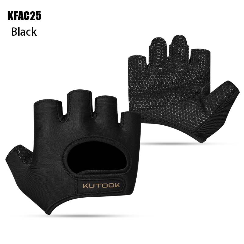 KUTOOK Fitnessstudio Fitness Halbfinger-Handschuhe für Herren und Damen, für Crossfit, Trainingshandschuh, Energie-Gewichtheben, Bodybuilding, Handschutz: Licht Gelb / XL