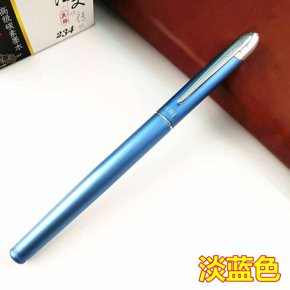 HERO 001 Fountain Pen 360 Degree Free Writing Fountain Pen Student Writing Calligraphy Pen 1PCS: Light Blue