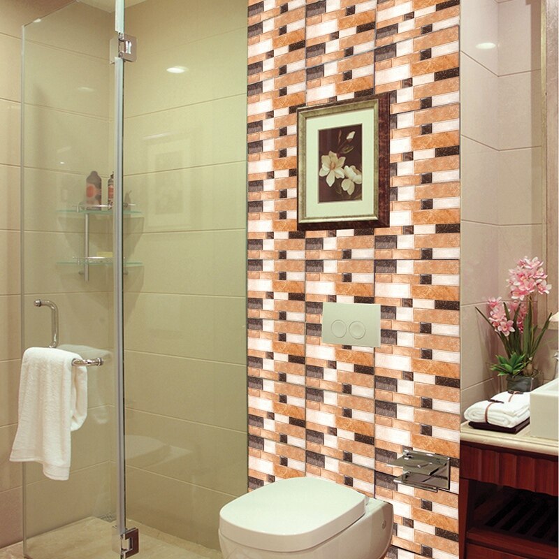 Simulation Tile Wall Sticker Mosaic Effect Self-Adhesive Wallpaper Frame (20CM Width x 20CM Length) Simulation Tile Sticker x 1