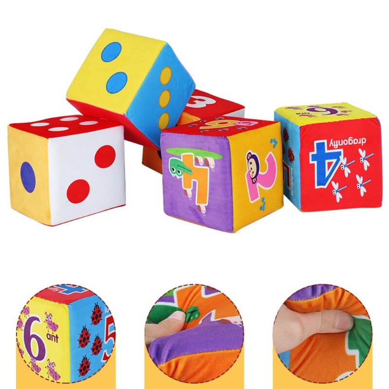 Ouder-kind Interactief Spel Pluche Spons Stippen Nummers Patroon Dobbelstenen Met Bell Kinderen Verlichting Educatief Speelgoed