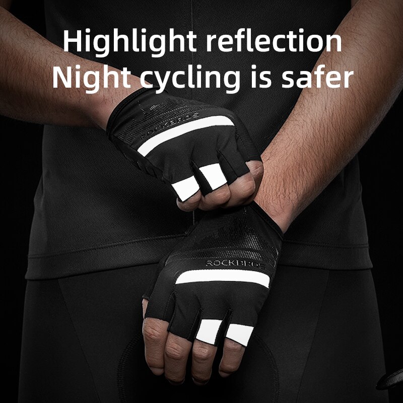 ROCKBROS-guantes de medio dedo para ciclismo, resistentes a los golpes, transpirables, para ciclismo de montaña o carretera