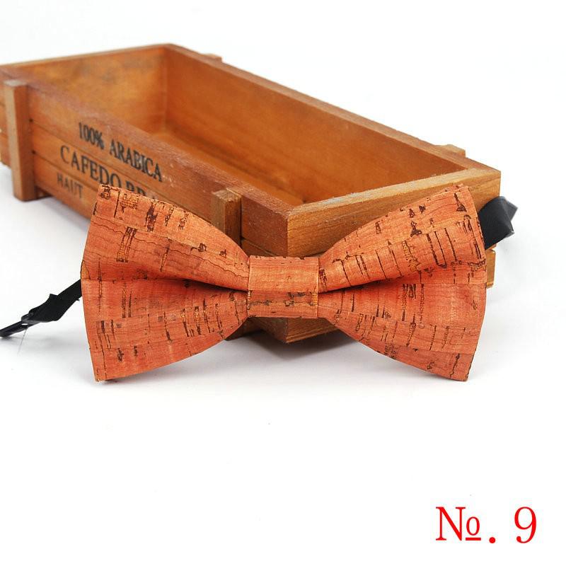 Fancy Cork Wood Men's Bow Ties Novelty Handmade Solid Bowtie Butterfly Wedding Party Man Accessories Neckwear: 9