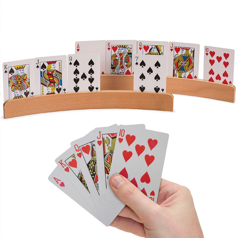 1pc håndfri træ-spillekortholder buet brætspil pokersæde lazy poker base spil organiserer hænder