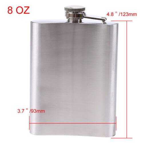 Stainless Steel Hip Flask Liquor Whiskey Alcohol Pocket Wine Bottle 7 8 10 oz: 8OZ