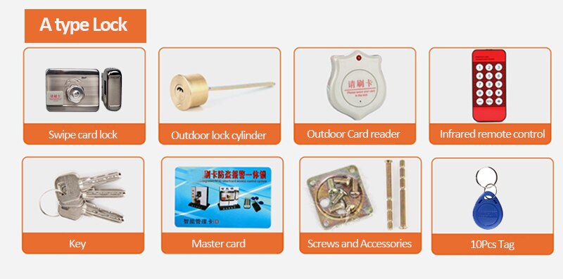 1000, cerradura electrónica para usuarios con desbloqueo remoto, con tarjeta RFID inteligente, Kit de hogar, sistema de seguridad, sistema de Control de acceso: A type