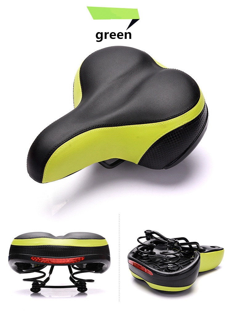 Bredt tykkere cykelsadel sæde blød silikone med reflekterende klistermærker mtb racercykel bag lyscykling hule pude sadel: 4