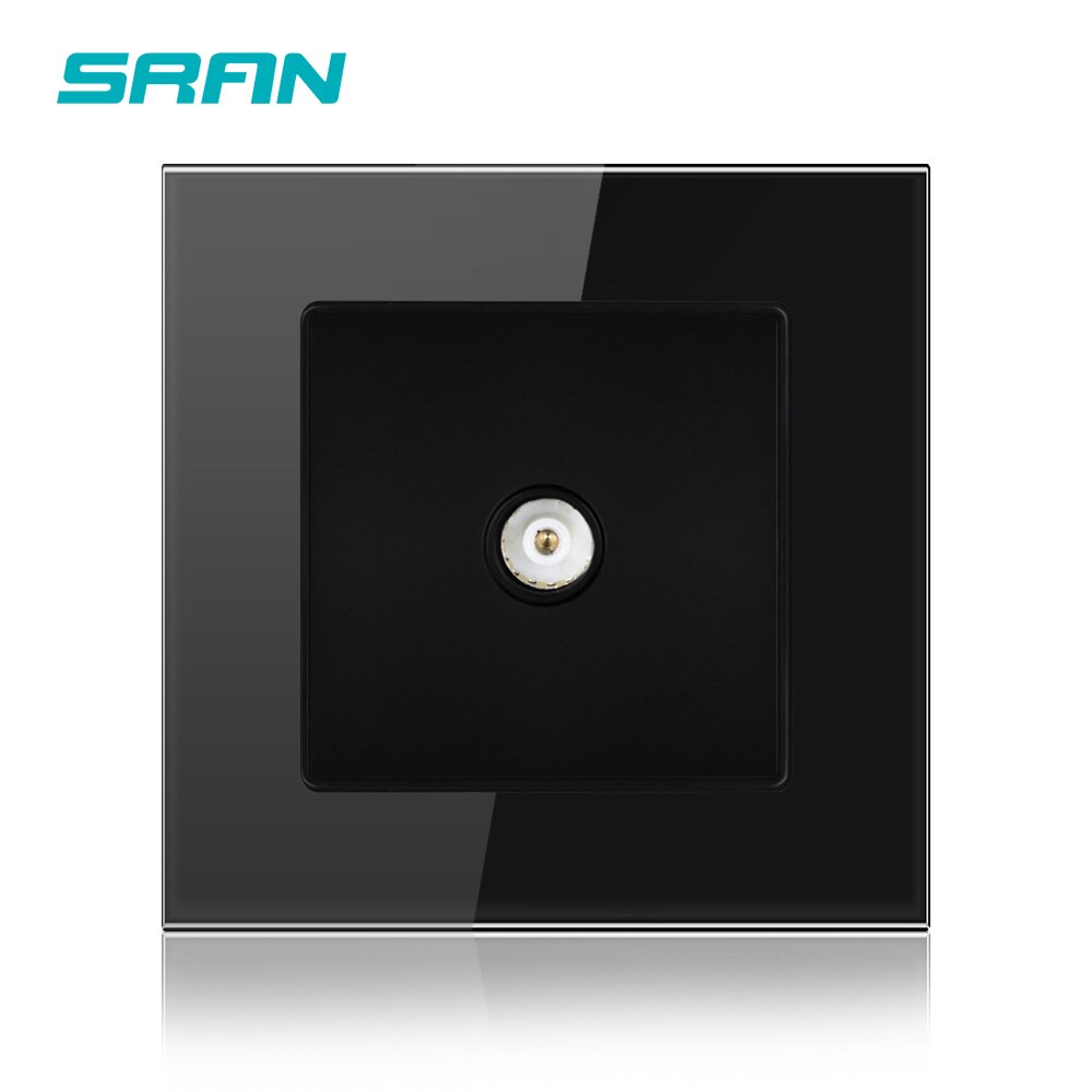 SRAN Crystal Tempered Glass Panel With TV Outlet Wall 86*86mm Home Decoration General Weak Electrical black A601-01B: Black TV A6