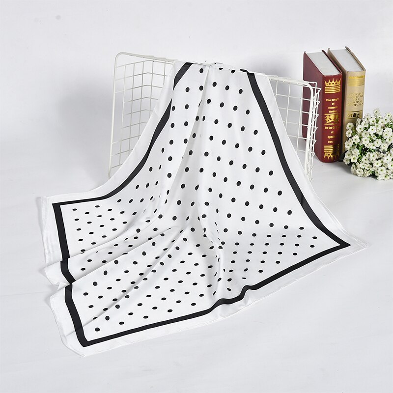 Foulard foulard multifonctionnel imprimé à pois pour femme, foulard hijab, foulard portefeuille, bandana, imitation soie carrée