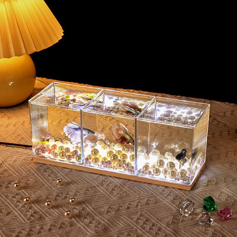 Acrylic Ornamental Fighting Fish Tank Small Row Tank Transparent Desktop Aquarium Multi-compartment DIY Aquariums