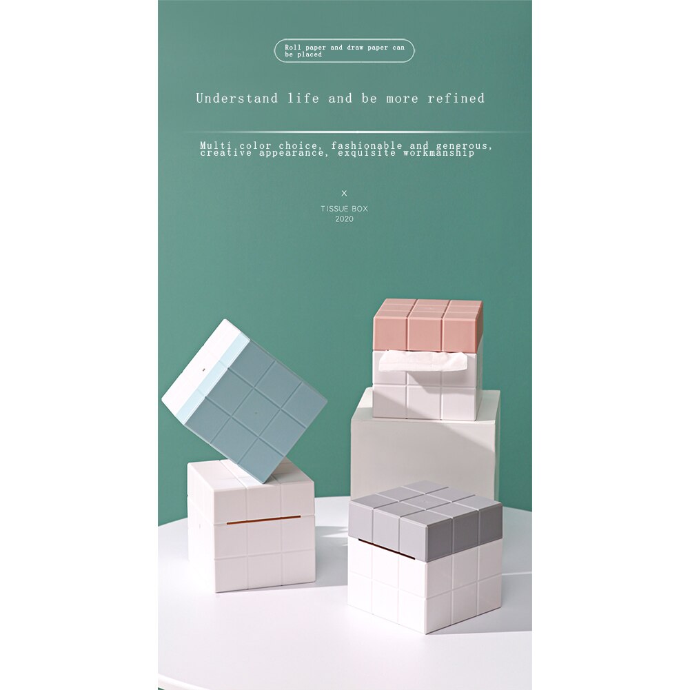 Caja de pañuelos cubo mágico tallado hueco extraíble estable fijo Portable papel higiénico titular caja de almacenamiento de papel tisú