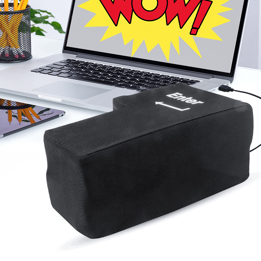 Creatieve Anti-Stress Computer Enorme Enter-toets Grote Giant Usb Toetsenbord Vent Knop Kussen Office Desktop Stress Reliever