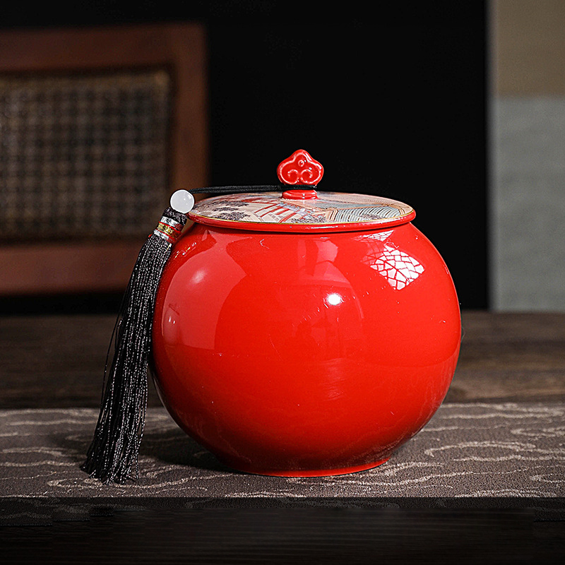 Huisdier Urn Chinese Porselein Pot Dier Crematie As Pot Kat Urn Hond Urn Vogel Crematie Souvenir: Rood