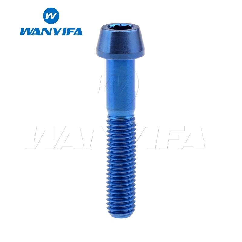 Wanyifa titan bolter  m8 x 35 40 45 50 70mm unbrakonøkkel konisk skrue for sykkel motorsykkel bil klasse 5 titan ti bolt: 45mm blå