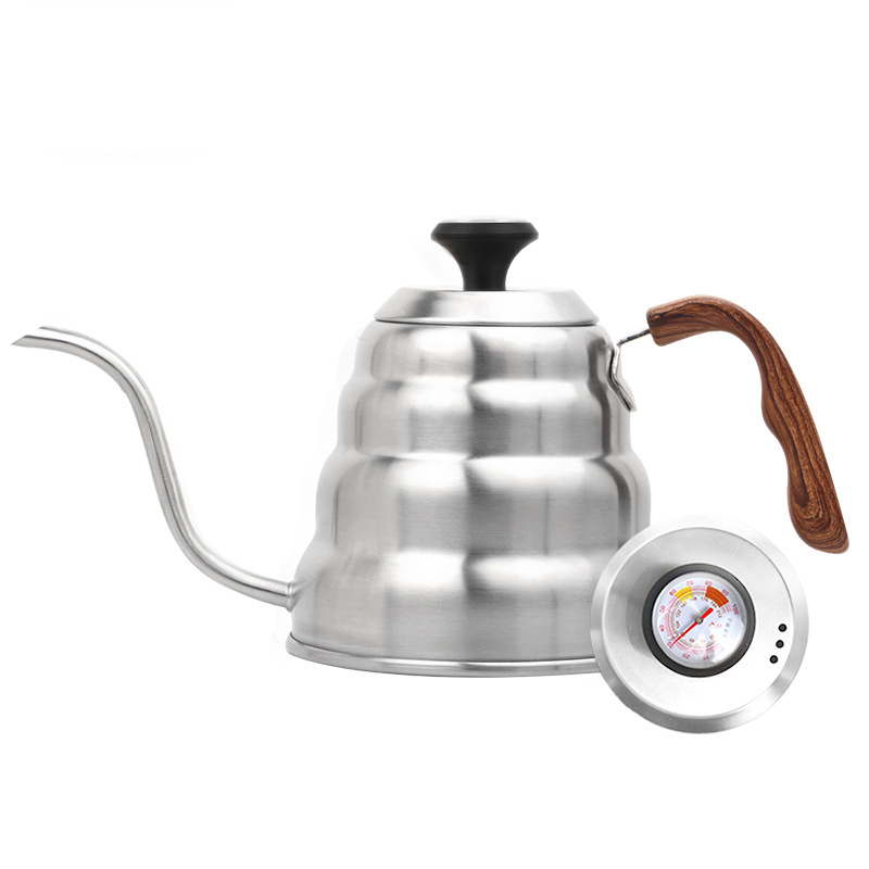 Coffee Drip Kettle Pot Stainless Steel Thin Mouth Gooseneck Coffee Pot Pour Over Drip Coffee Kettle 1L/1.2L with Thermometer: 1L / D Thermometer