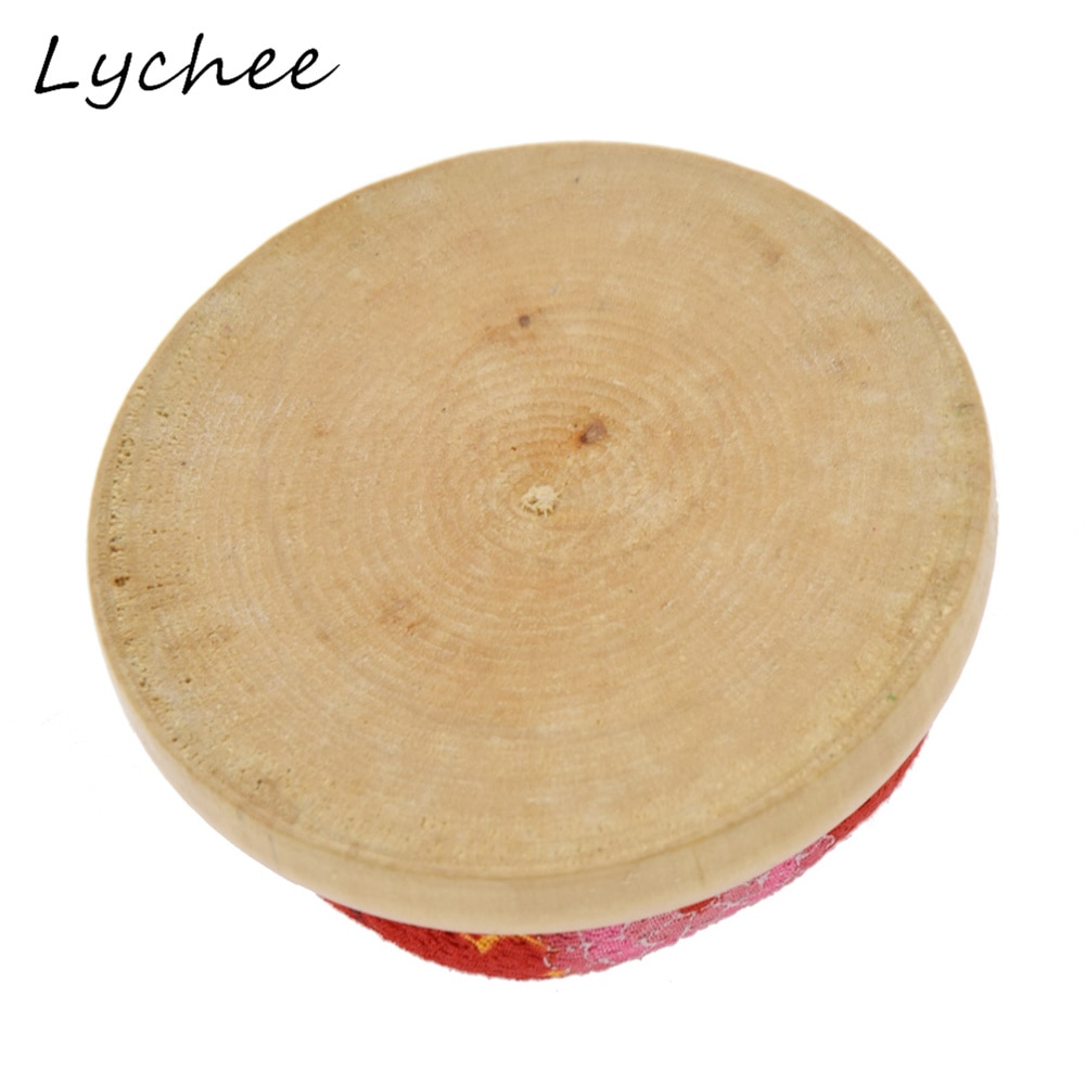 Lychee Willekeurig Patroon Ronde Japanse Stijl Houten Bloem Naald Base Spons Vullen DIY Naaien Naald Werk Gereedschap