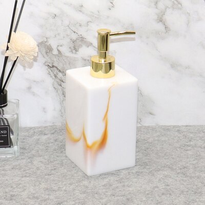 500ml marmor tekstur harpiks sæbedispenser til bad imitation jade guld sølv presning essens lotion flaske til bathrom: C