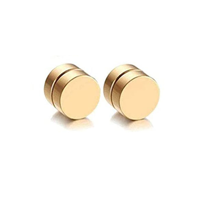 12 Pairs Stainless Steel Non Pierced Magnetic Earrings for Men Women CZ Clip on Dangle Earrings Set Hip Hop Rock Punk Retro: StyleB-Gold-1 pairs