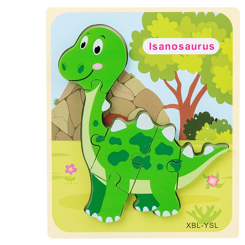 Wooden Puzzle Kids Toy Baby Wood Jigsaw Puzzles Cartoon Dinosaur Animal Early Educational Toys For Children: Isanosaurus