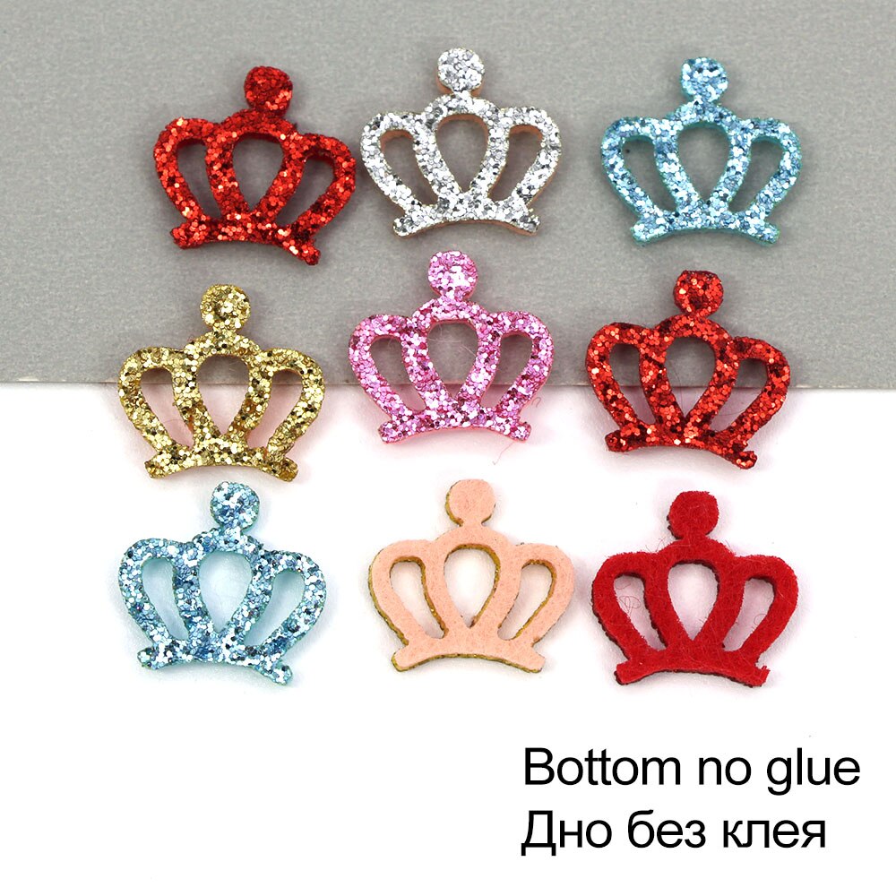 50Pcs Glitter Kleine Krone Patches Filz Pads Applique Patches auf Kleidung Haar Clip Bögen für Mädchen Scrapbooking Accessories17x17MM