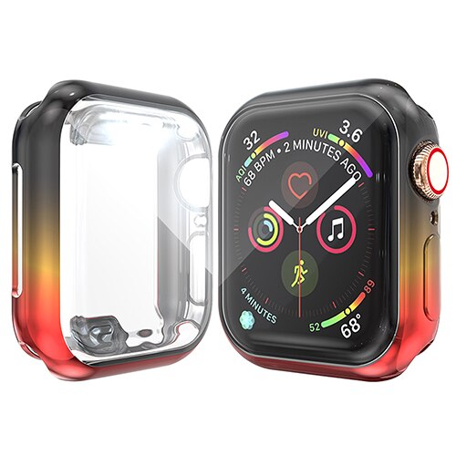 360- ai klokkedeksel til apple watch-deksel 3 2 1 42mm 38mm mykt fargerikt tpu-skall + skjermbeskytter for iwatch 5 4 44mm 40mm: Svart-gul-rød / 42mm for serie 123