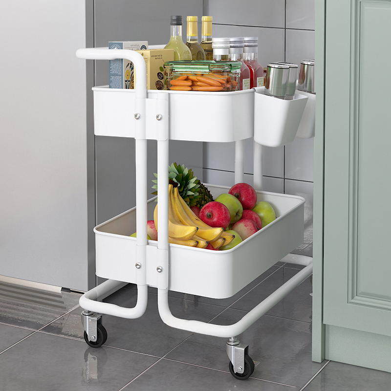 Shelves,Rolling Cart,2-Tier Storage Cart,Dish storage with Handle 2 Organizers,Plastic Baskets,Utility Cart,bathroom accessories