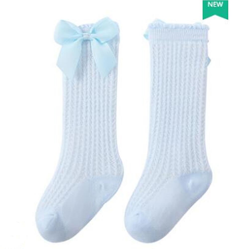 Nette Mädchen Knie Hohe Socken BöGen Baumwolle Atmungsaktive Sanft freundlicher Socken Aushöhlen Nicht-Unterhose neugeboren Kleinkind Lange Socke