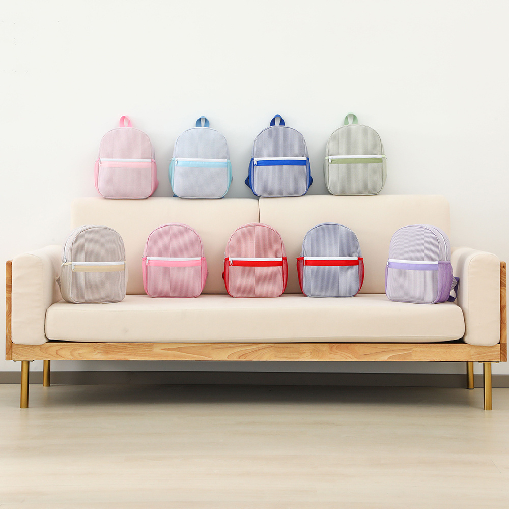 Seersucker gestreepte rugzak peuter klassieke schattige kinderen schoolboekentas voorschoolse kleuterschool kinderen tas