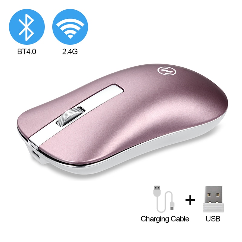 Bluetooth Draadloze Muis Stille Gaming Muis Oplaadbare Computer Muis Draadloze 2.4Ghz Ergonomische PC Muizen USB Mause voor Laptop: Bluetooth pink