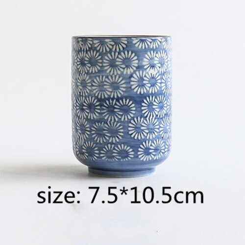 Grote waterbeker in japanse stijl, beschilderde watermok, theekop van steengoedkeramiek, handbeschilderd keukendrinkgerei, rechte theekom: H