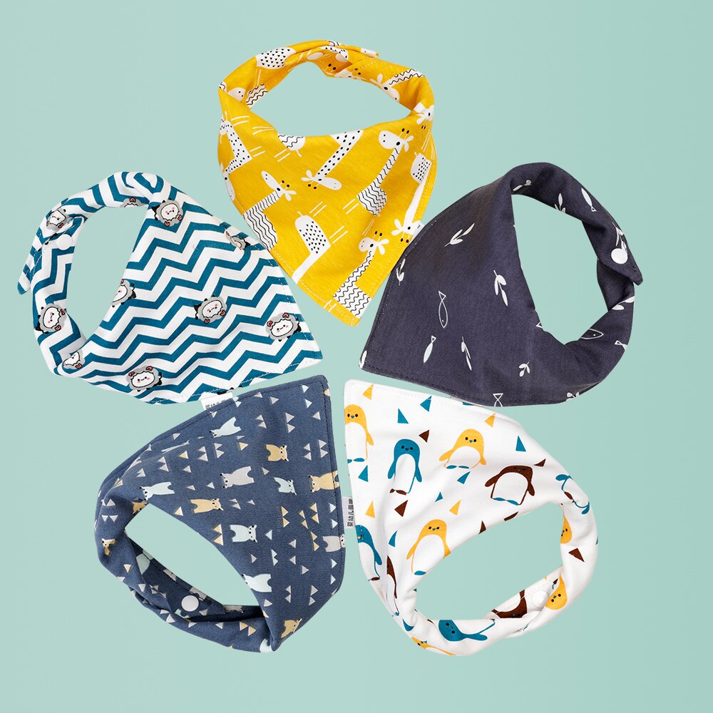 Civarua Kids 5 Stks/partij Baby Bandana Kwijlen Slabbetjes 100% Biologisch Katoen Slabbetjes Voor Jongens & Meisjes, super Zachte Absorberende Feeding Slabbetjes