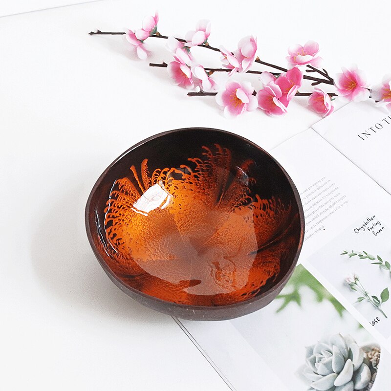 Bol en coquille de noix de coco, tendance, Vintage, , salade de fruits, nouilles, riz, Art décoratif, vaisselle de table, cuisine, Restaurant